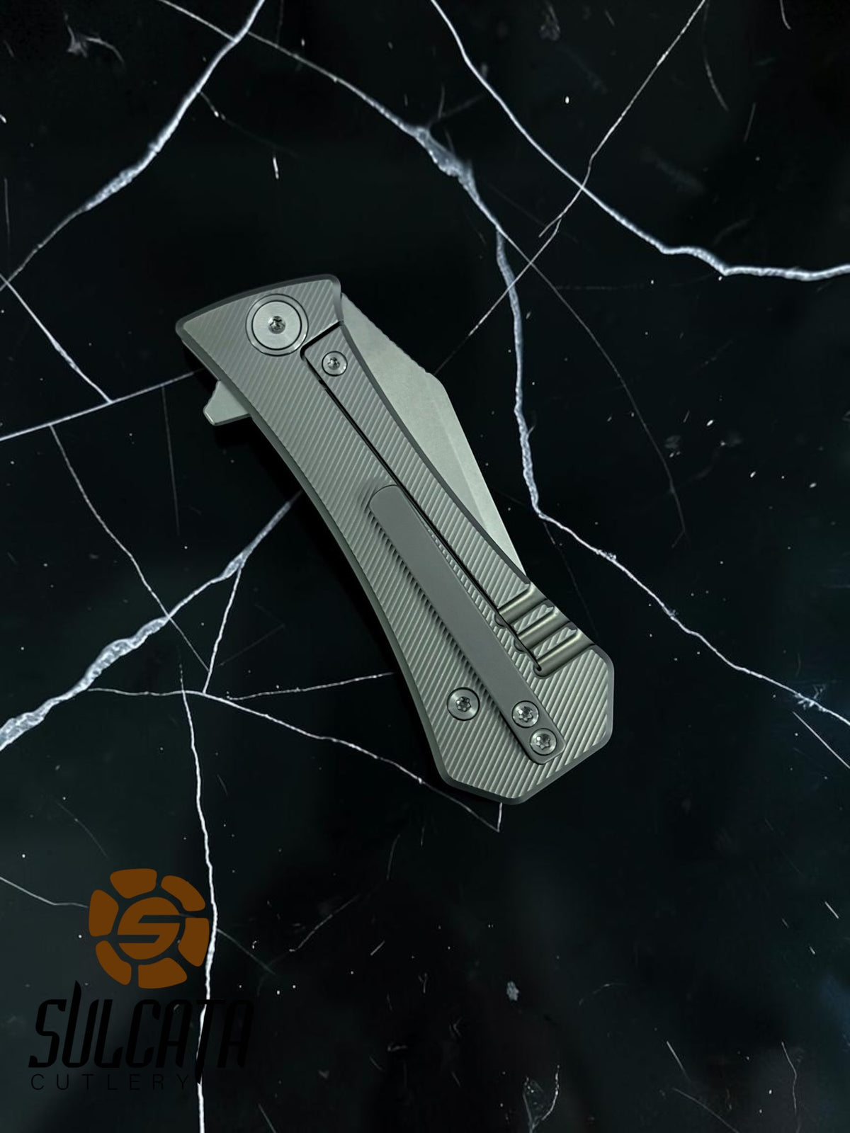 Auxiliary Manufacturing Coffin Tanto Titanium Frame Lock Manual Flipper Knife (2.7" Satin)