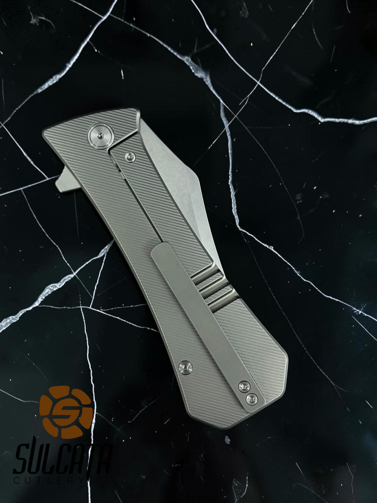 Auxiliary Manufacturing Coffin Tanto XL Frame Lock Manual Knife Ti (4" SW)